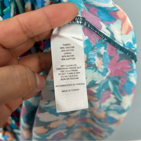 Fresha London scarlet tulips print midi dress size XS long sleeve - Picture 12 of 15